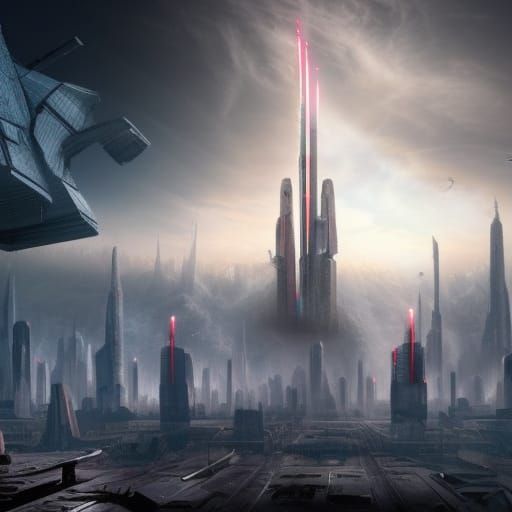 Futuristic City in Ruins: Science Fiction Concept Art