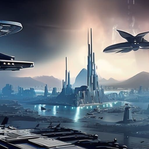 Futuristic War-Torn City in Science Fiction Style