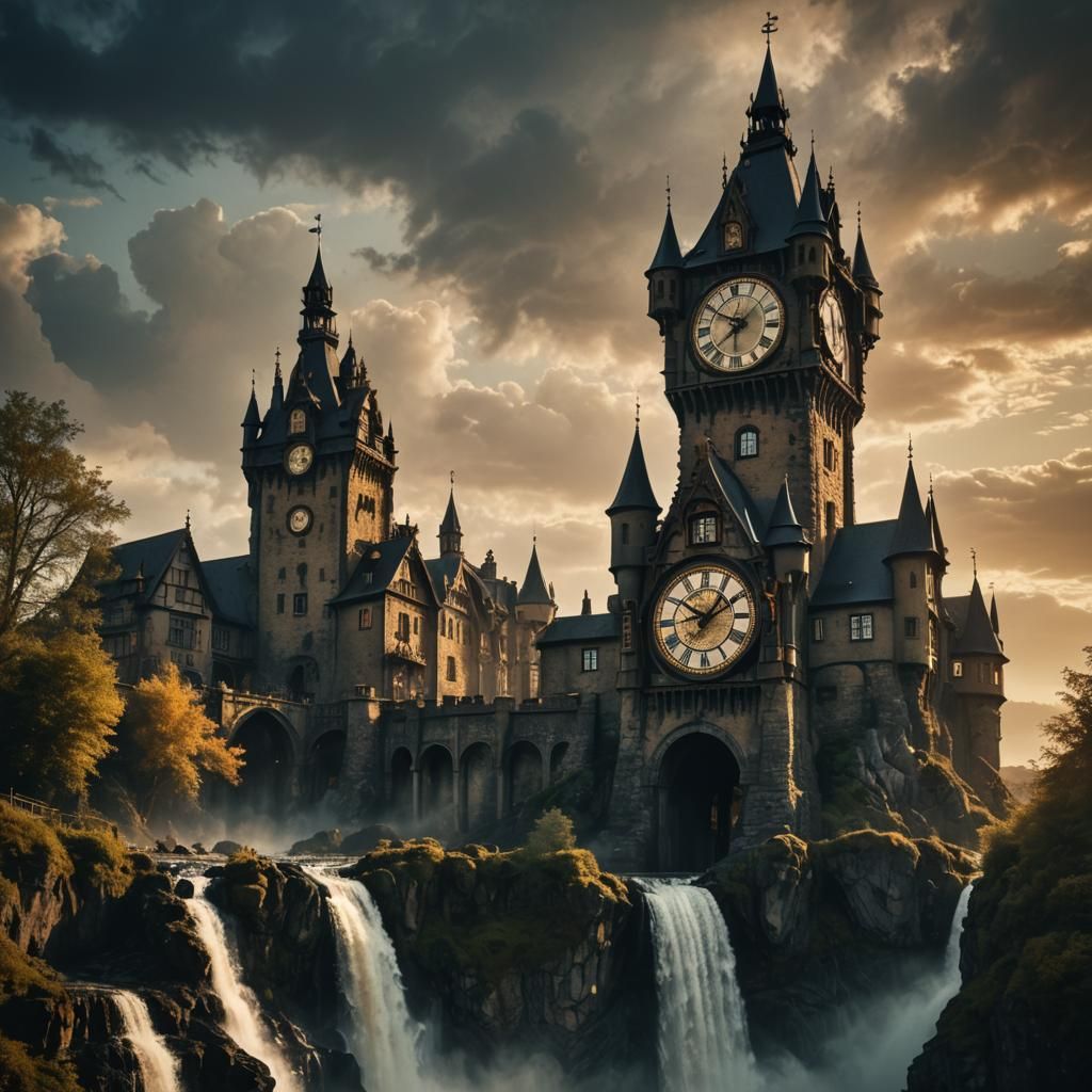 Clockwork Castle and Village in Gothic Style