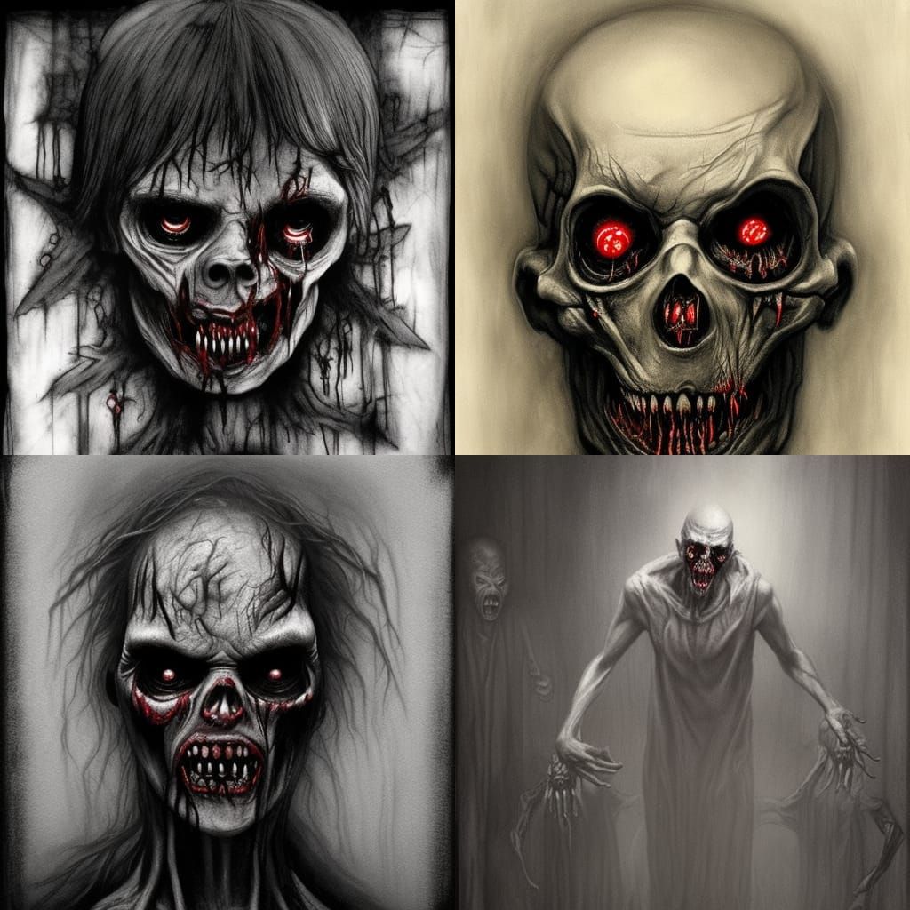 Sinister Zombie Horde in Hyperdetailed Charcoal