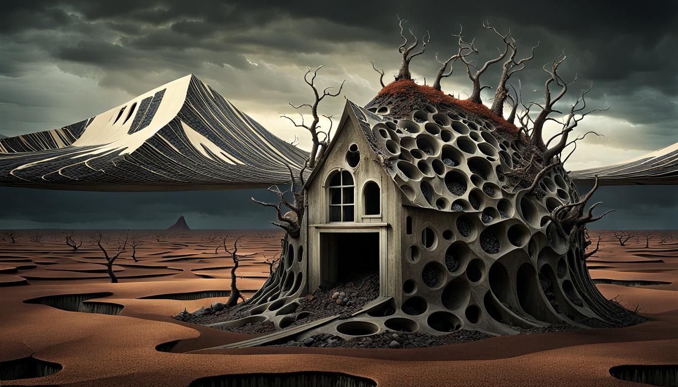 Surreal Fragmented Landscape with Abstract Mystery