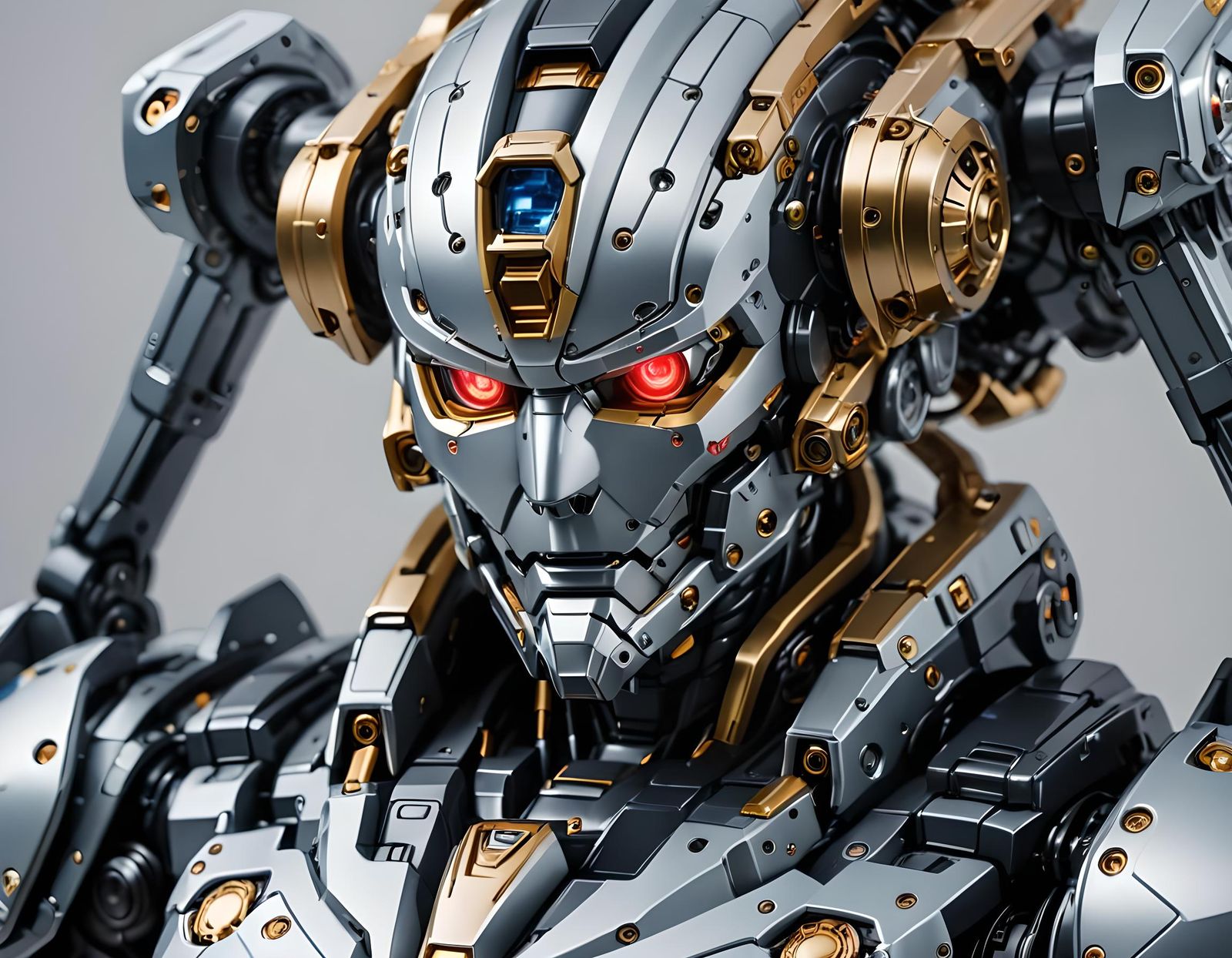 Miniature Android Robot Boss in Japanese Computer Art Style