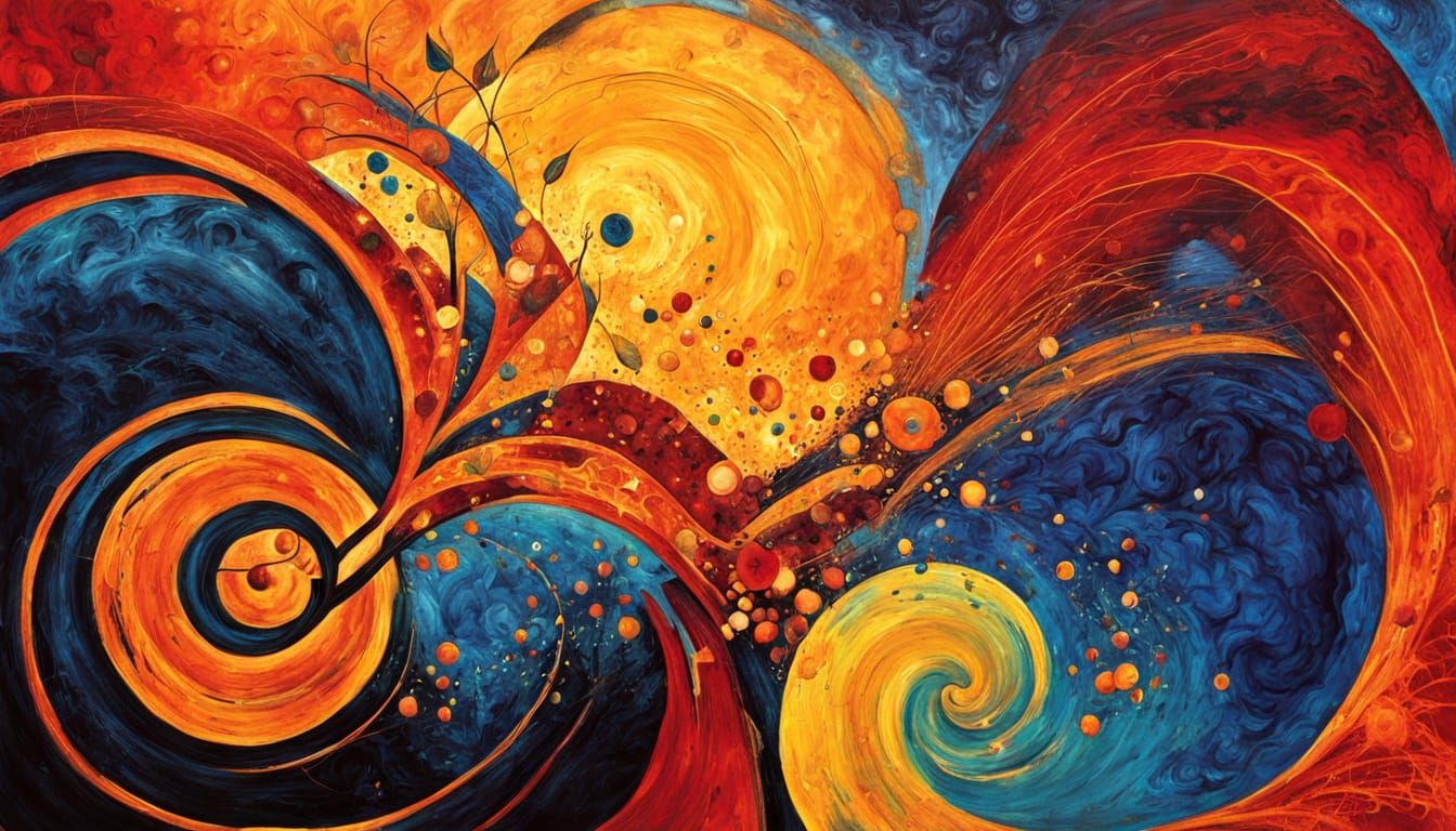 Abstract Art with Complementary Colors and Fine Details