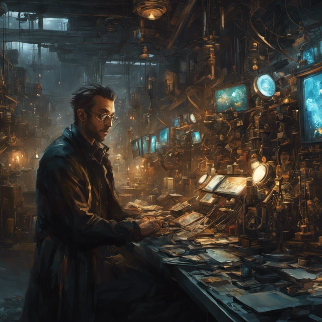 Anime Scientist in Laboratory: Detailed Digital Art