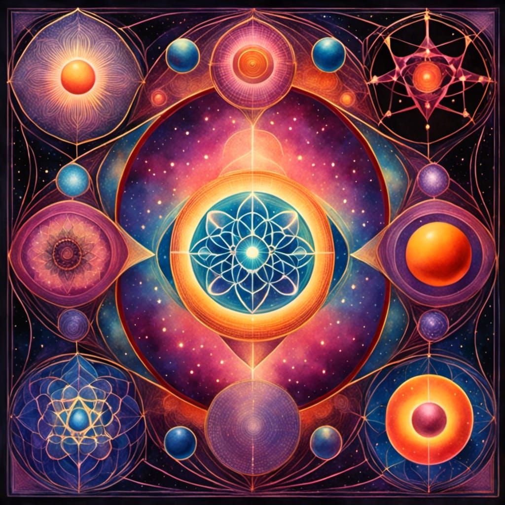 Sacred Geometry Art with Liquid Ink Effects