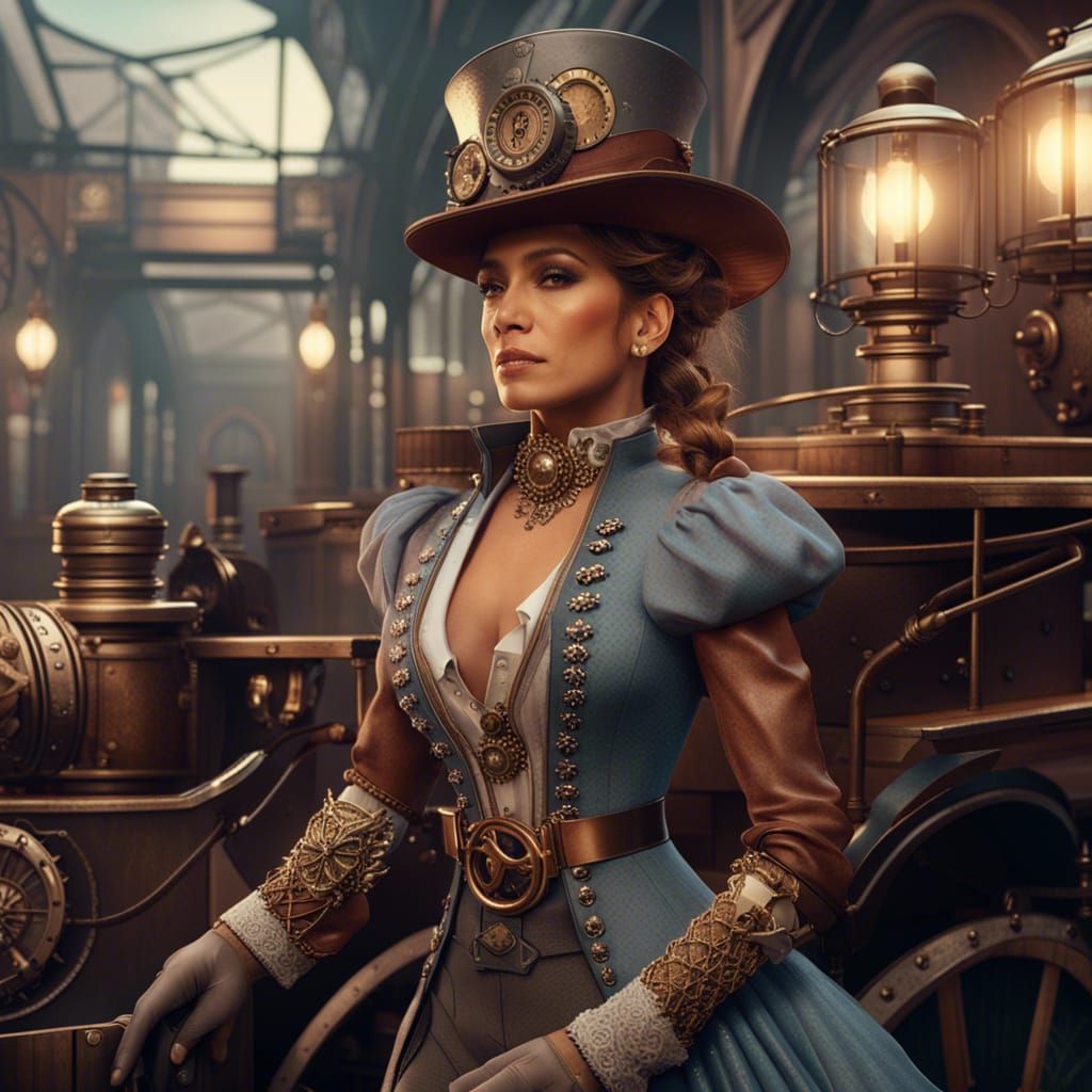 Jennifer Lopez in Steampunk Belle Epoque Style