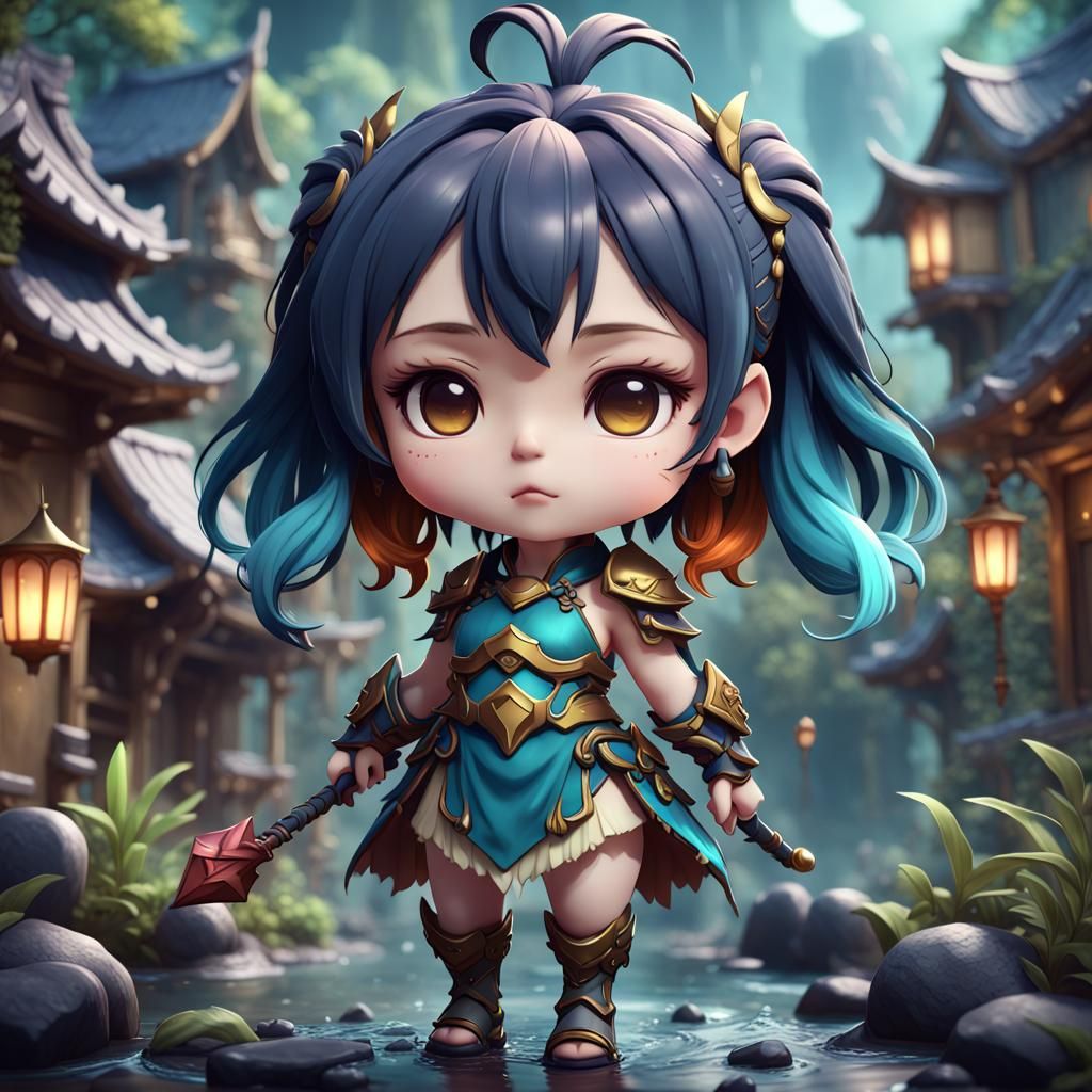 Chibi Kawaii Character Art in Detailed Matte Painting