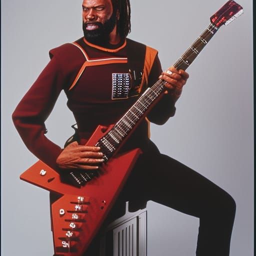 Worf Shreds on Electric Guitar: AI Art