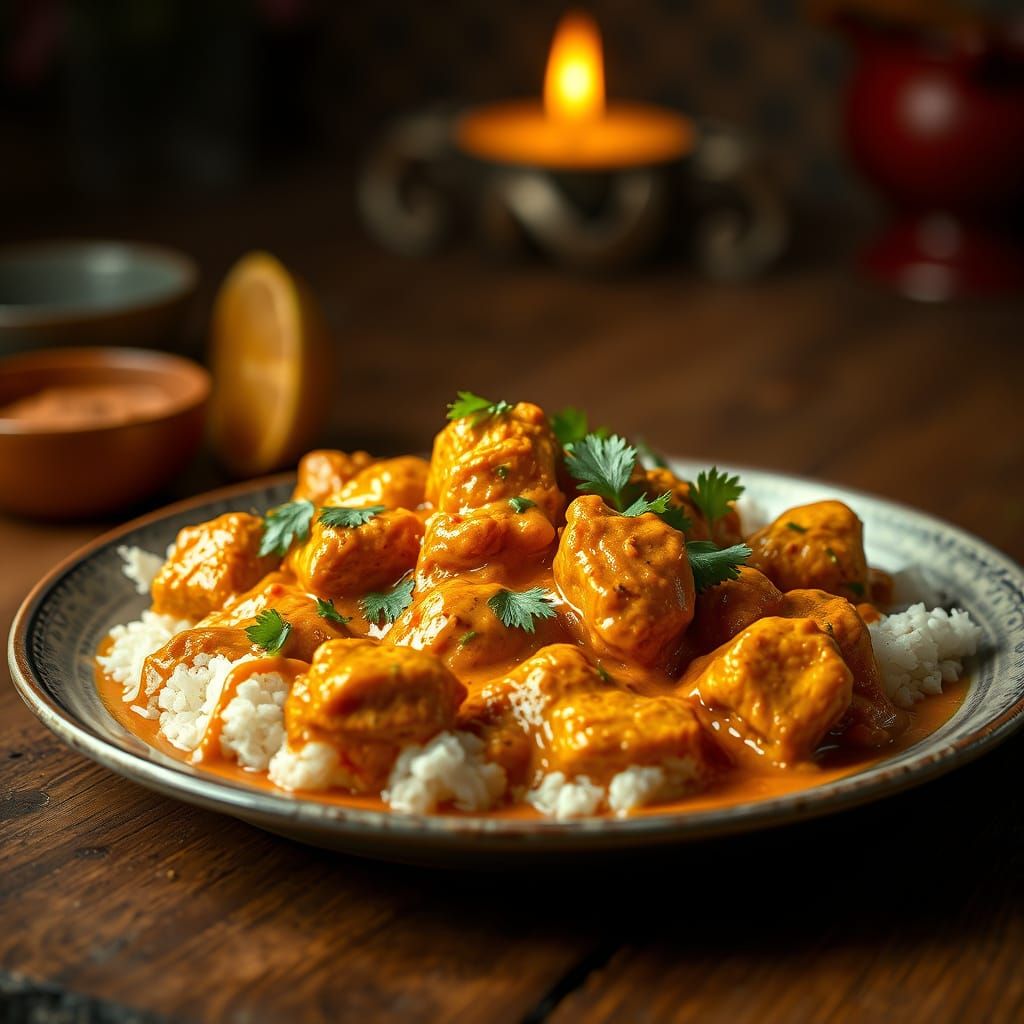 Cinematic Butter Chicken Curry: Digital Matte Painting