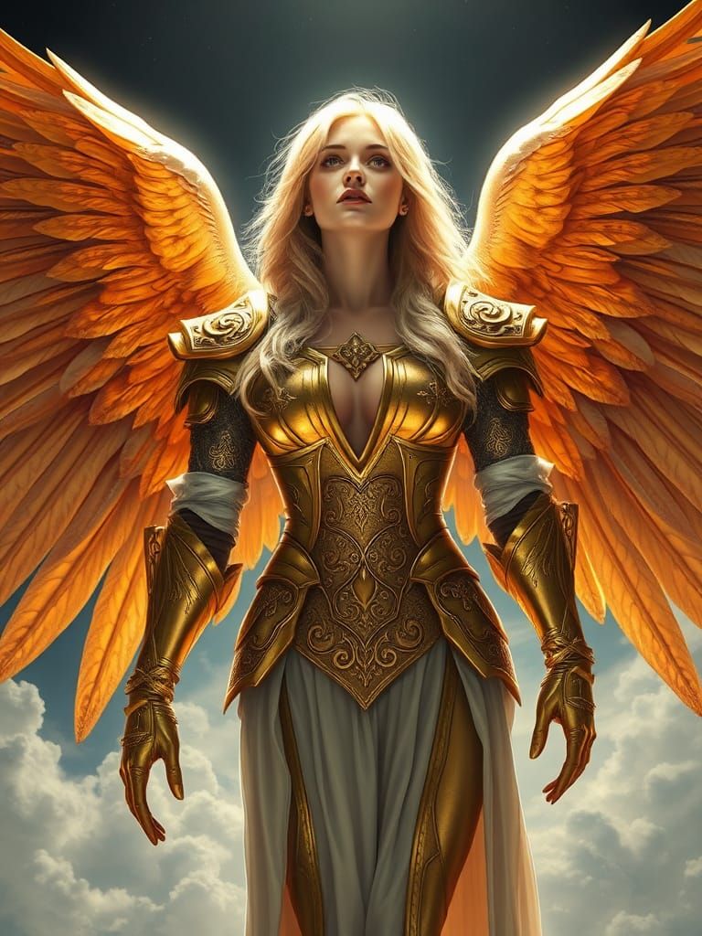 Fallen Angel in Golden Armor: A Divine Masterpiece