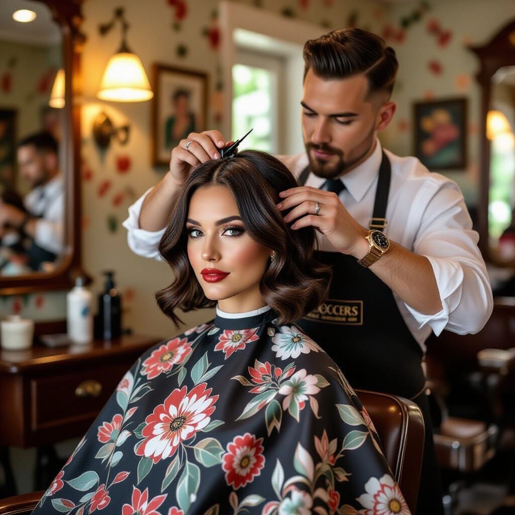 Woman's Pageboy Haircut in Art Nouveau Style