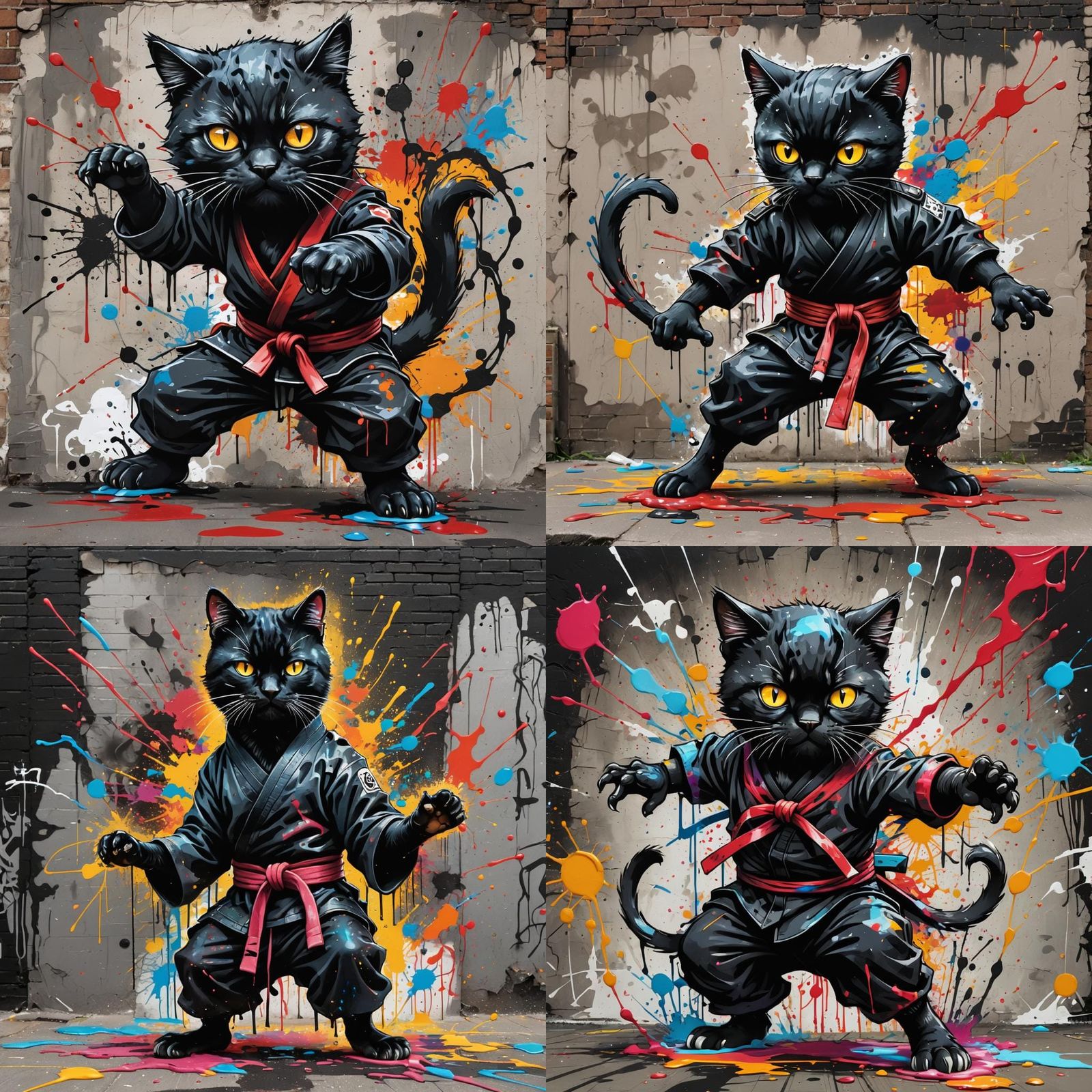 Ninja Cat Karate Fight: Graffiti Art Style