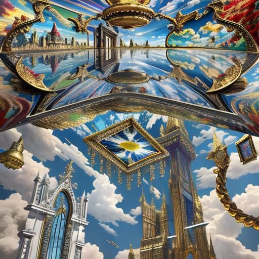 Ethereal Sky with Sunrays and Clouds in 3D