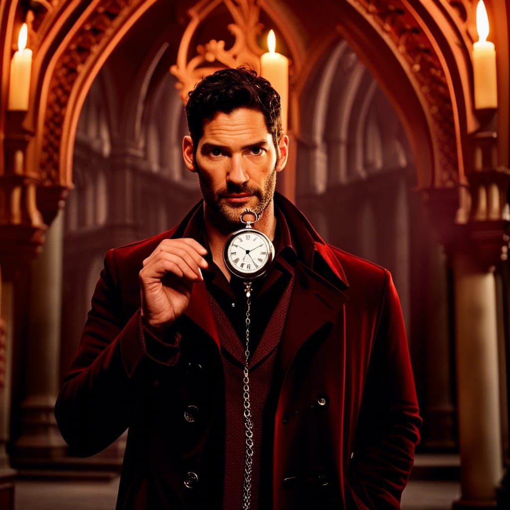 Intricate Portrait in Noir Style with Gothic Elements