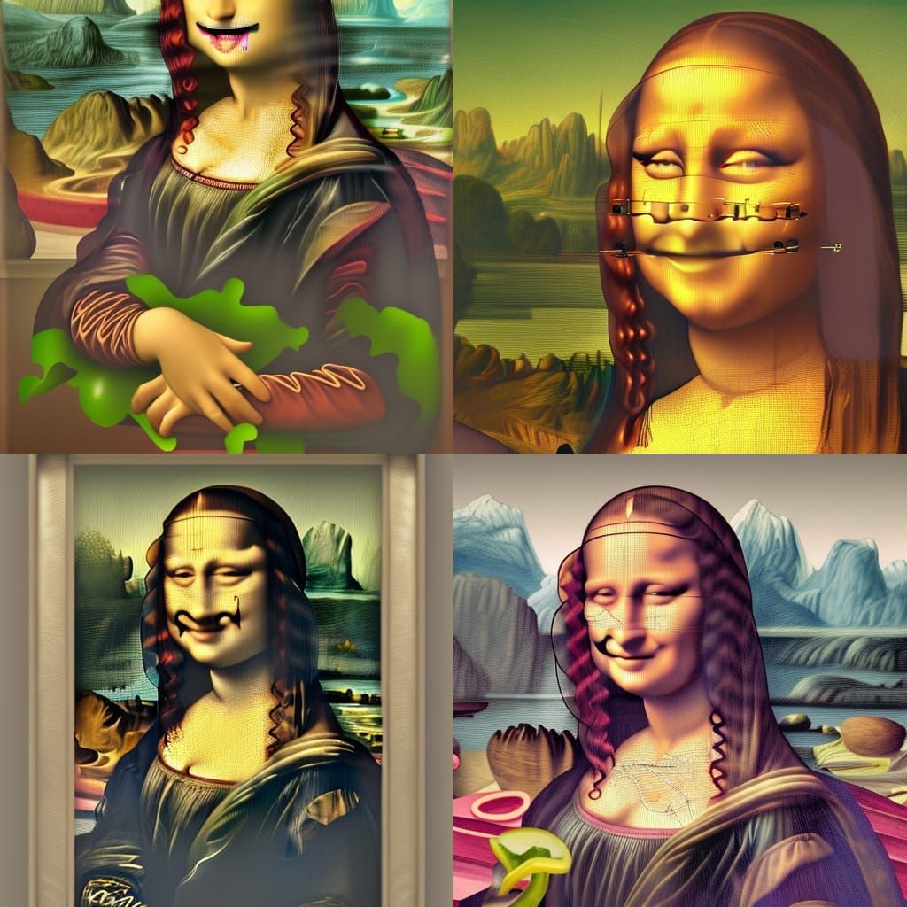 Mona Lisa Laughing: A Hyperrealistic Salad Scene