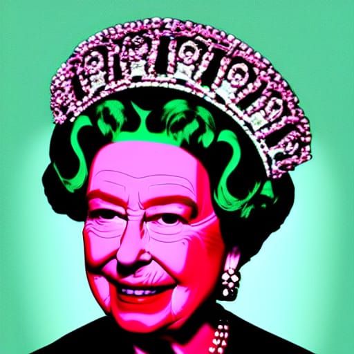 Queen Elizabeth Portrait in Synthwave Neon Style