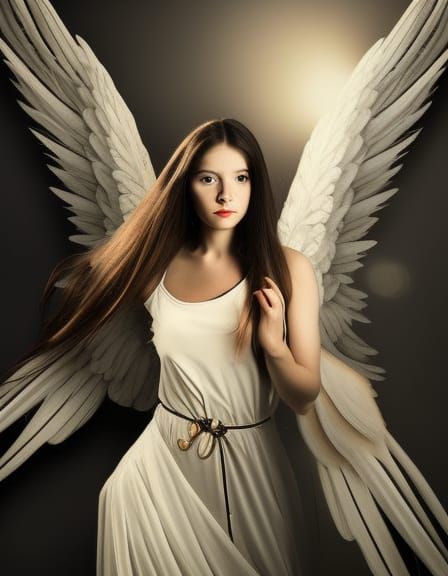 Majestic Guardian Angel Portrait in Clair Obscur Style