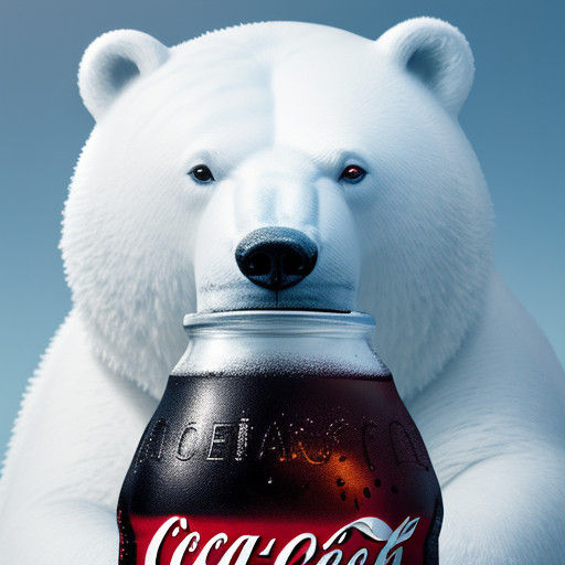 Vibrant Coca-Cola Polar Bear sits on Ice in High-Key Lightin...