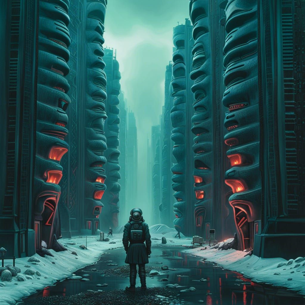 Biopunk Robots in Post-Apocalyptic Art Deco Ruins