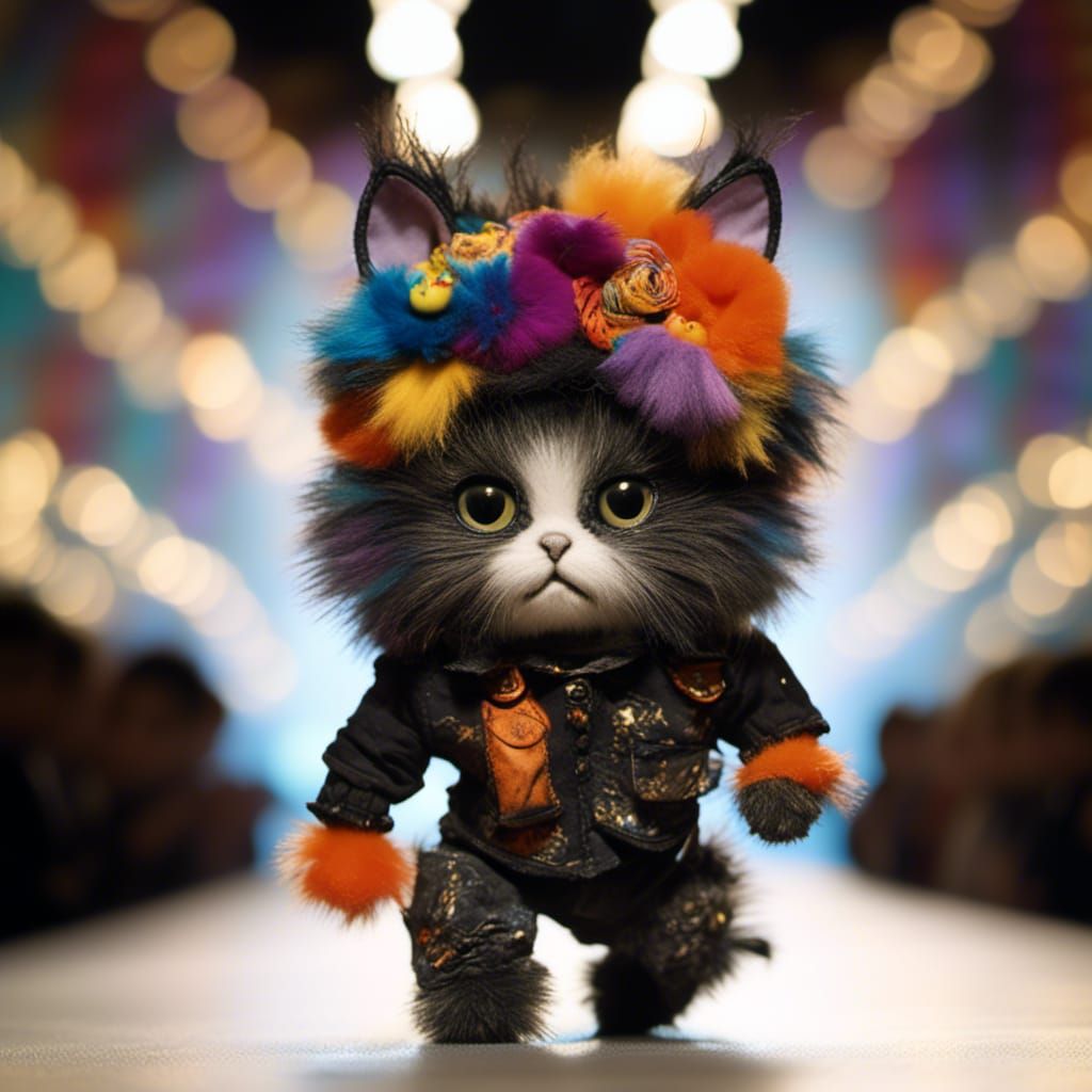 Viscous Cat on Runway in Fauvist Surrealism
