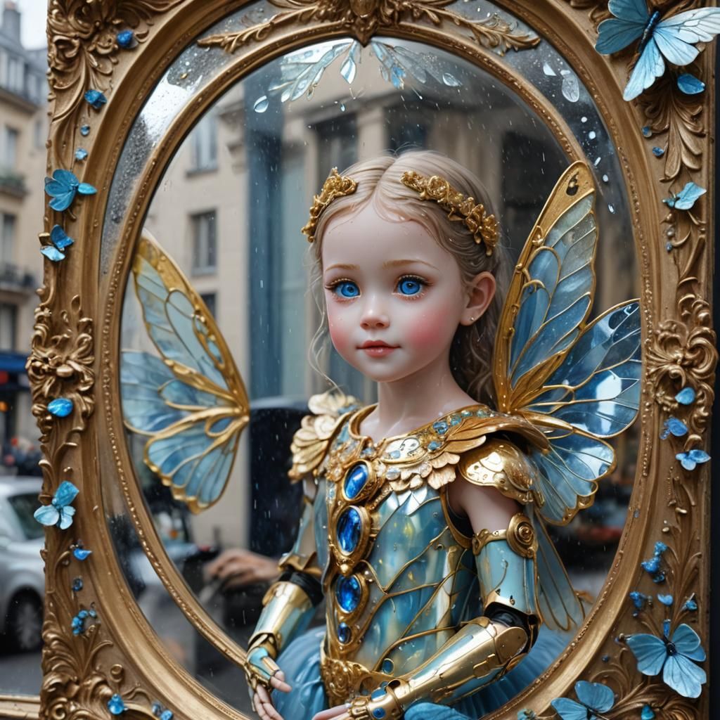 Fairy Robot Gazing at Reflection in Paris