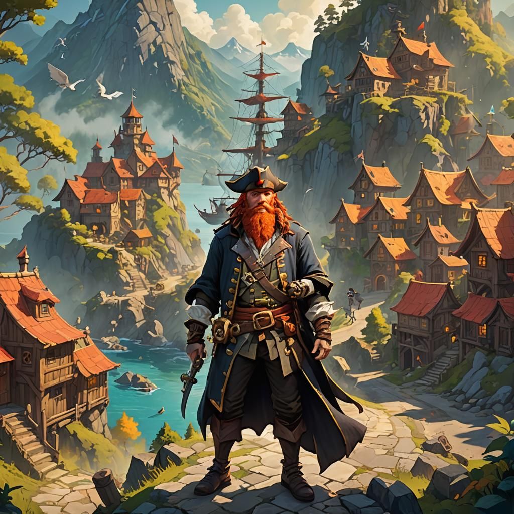 Pirate at Crossroads: Vibrant Digital Concept Art