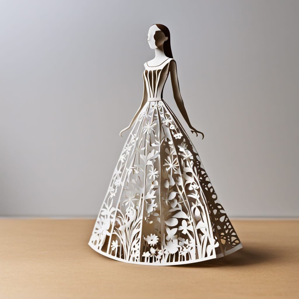 Smooth Figurine with Paper-Cut Wildflower Dress