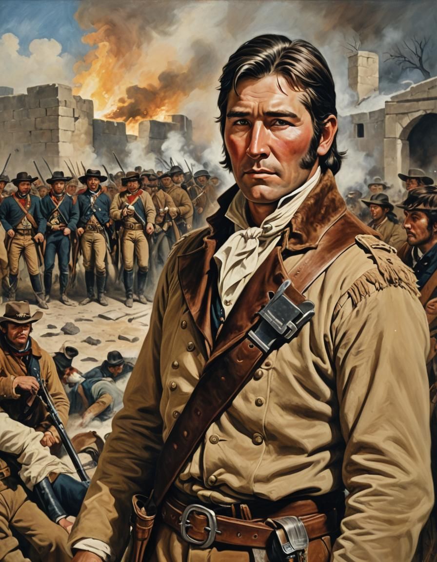 Frontier Hero Davy Crockett in Epic Oil Portrait