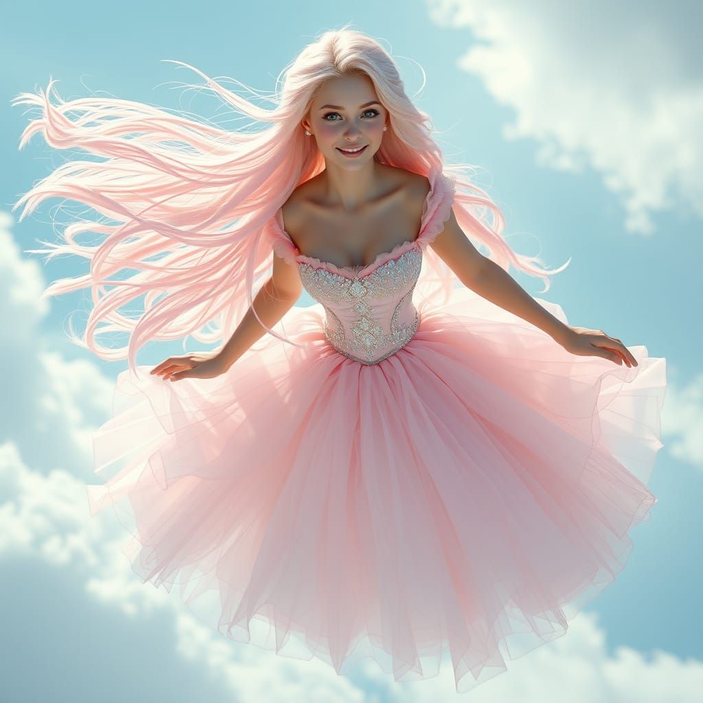 Ethereal Princess Soars Through Enchanted Skies in Whimsical...