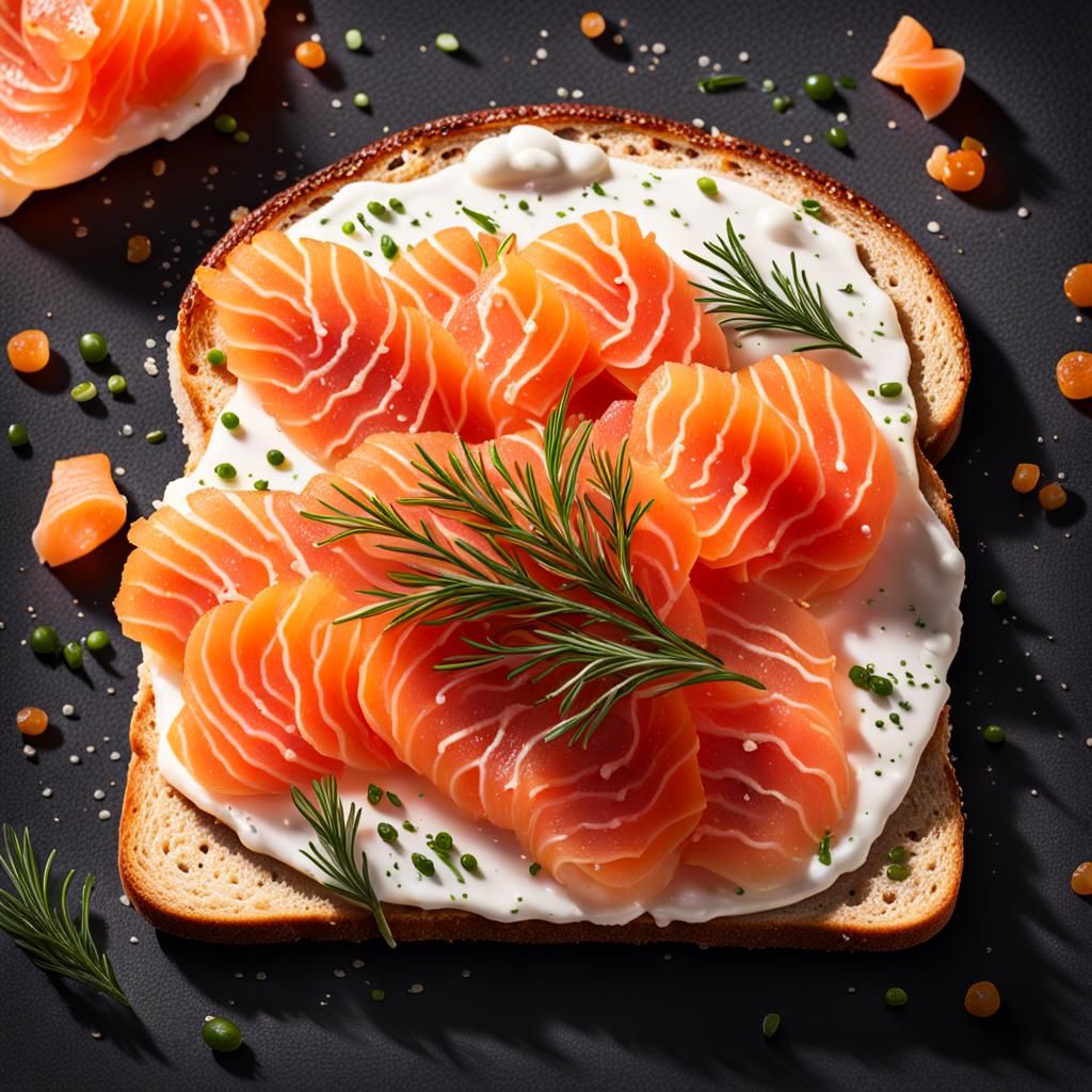 Gravadlax Smoked Salmon on Toast in Splash Art
