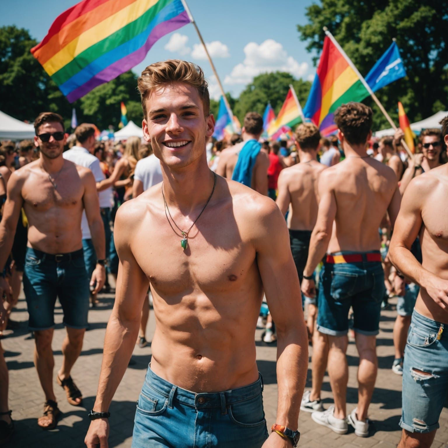 Handsome Man Dancing at Sunny Pride Festival