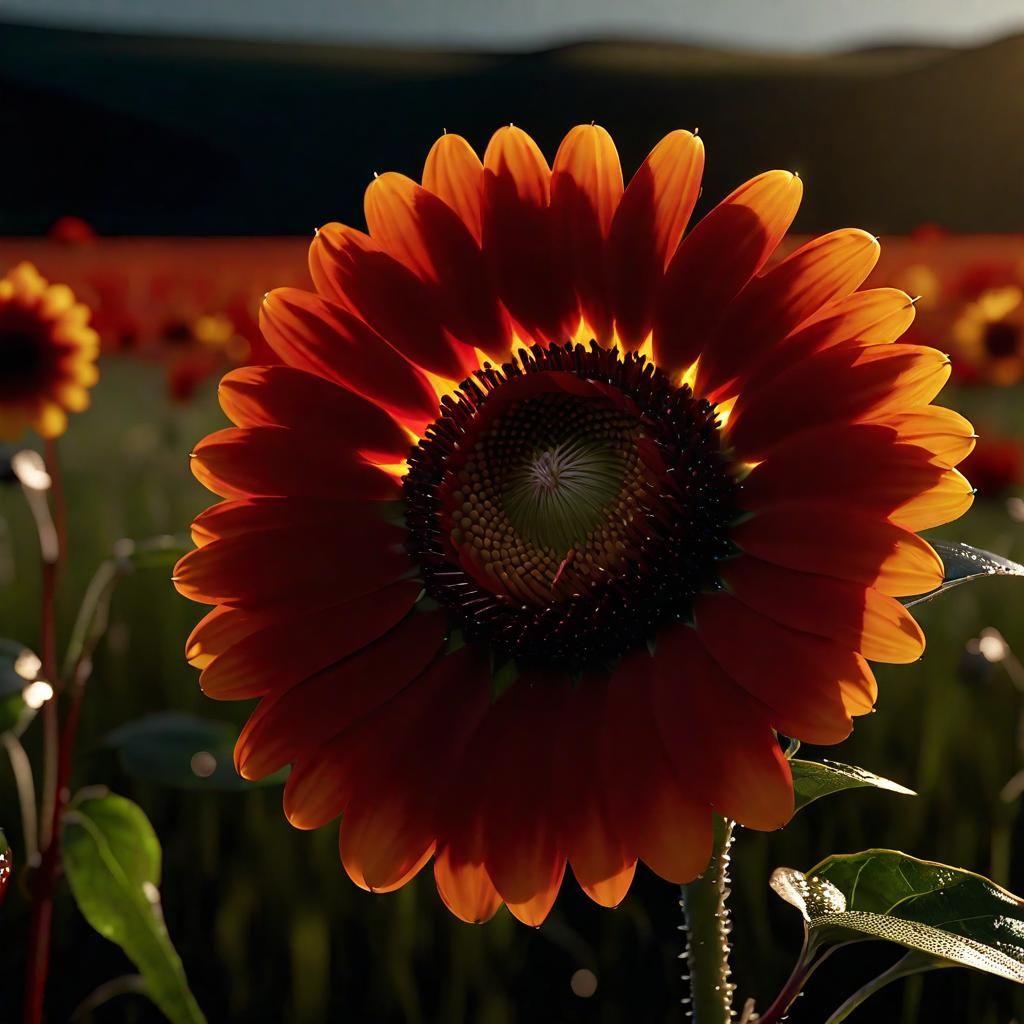 Spectacular Sunflower with Gossamer Petals in Field