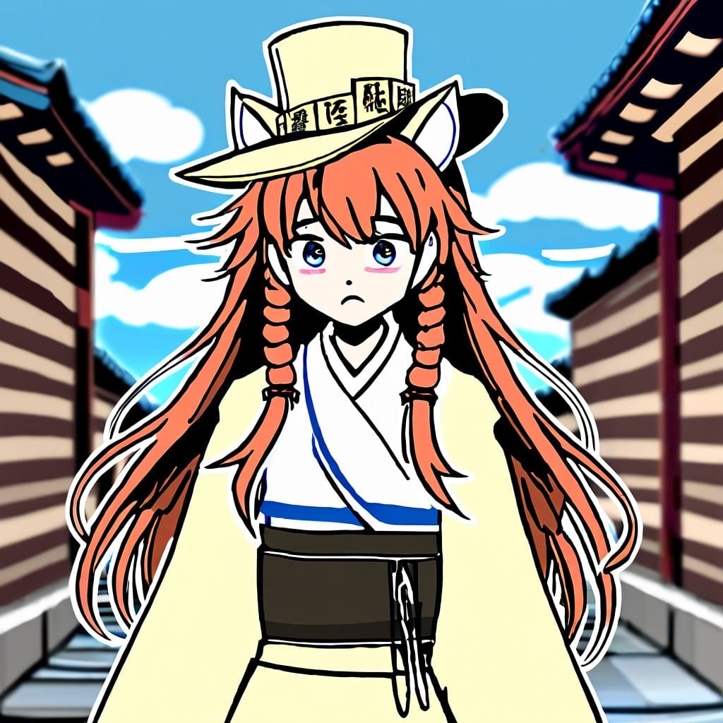 Shocked Cat-Human Ghost in Manga Style