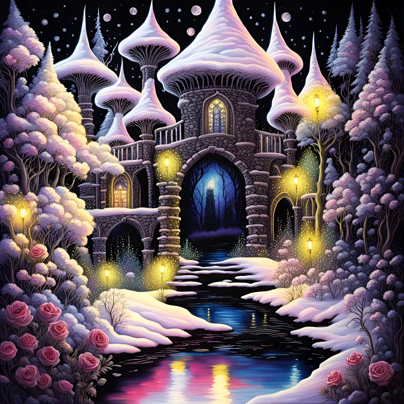 Dark faerie castle, Contained chaos, Moonlight reflected on ...