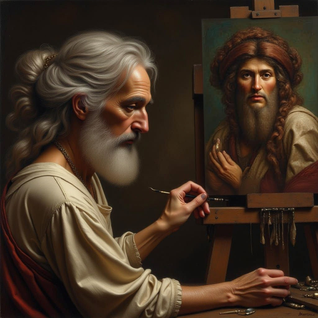 Michelangelo in Twilight Years Painting Portrait