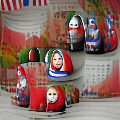 Matryoshka Dolls with Russian Flag Background