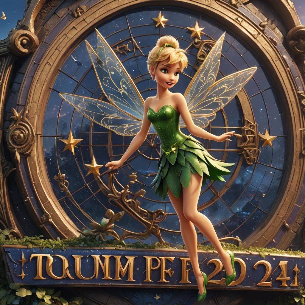 Tinker Bell with Political Sign: Detailed Matte Painting