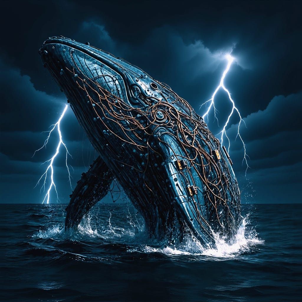 Majestic Cyborg Whale Digital Art in High Detail