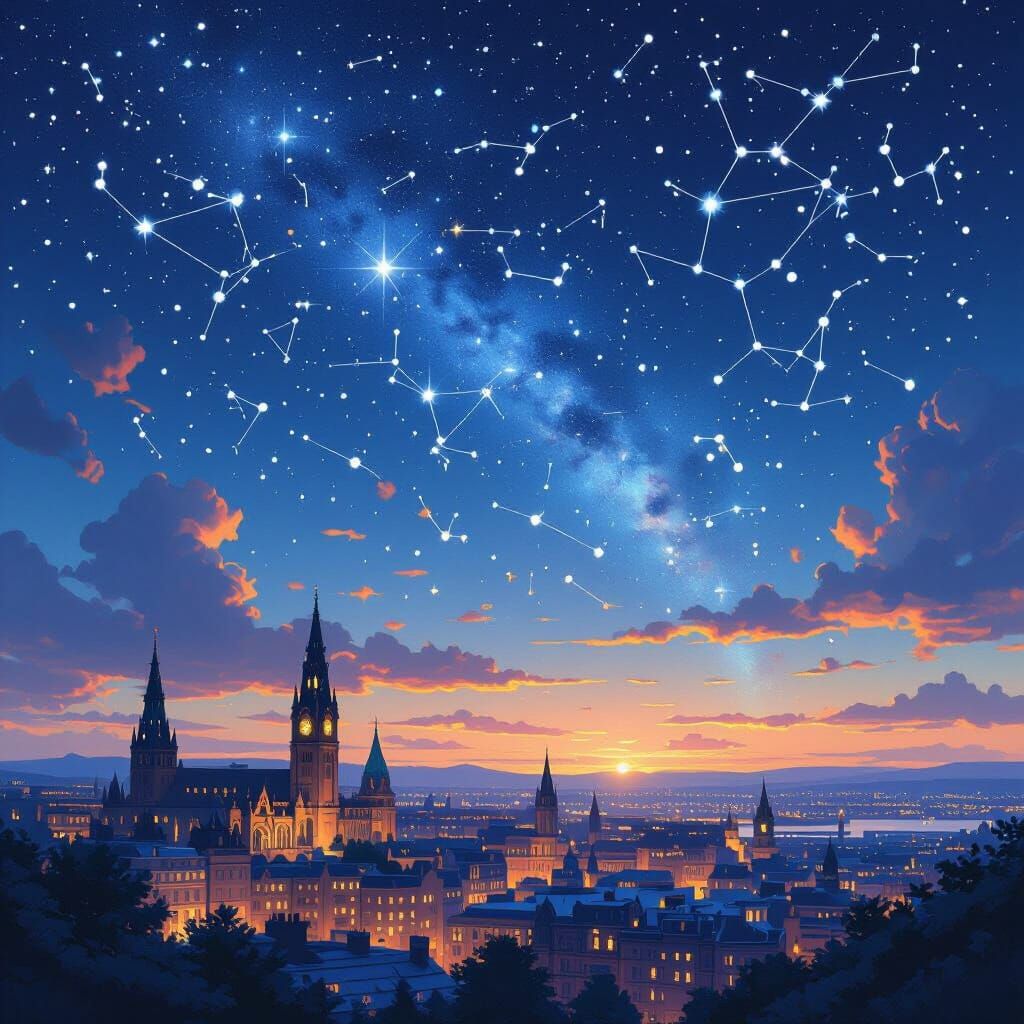 Cardiff Night Sky, 1954: Constellations and Zodiacs