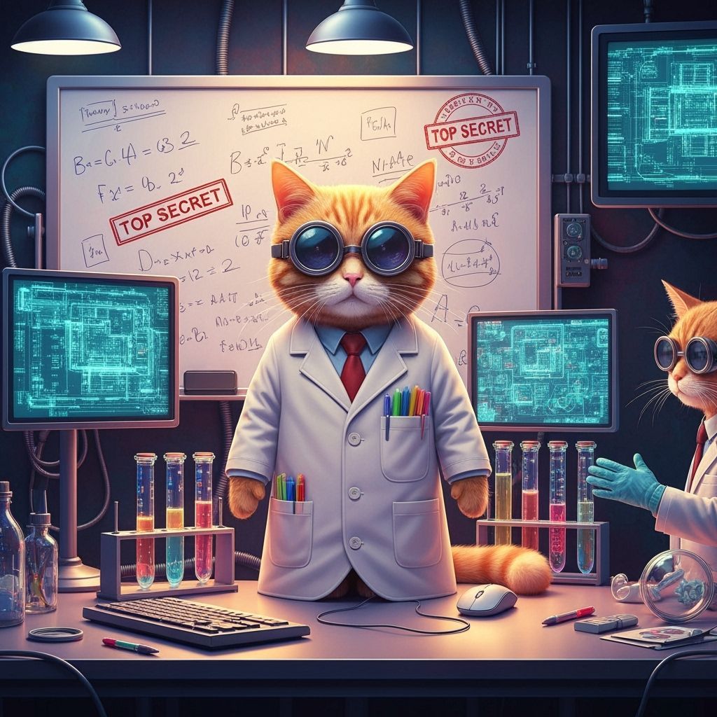 Hyperrealistic Cat Scientist in Futuristic Lab