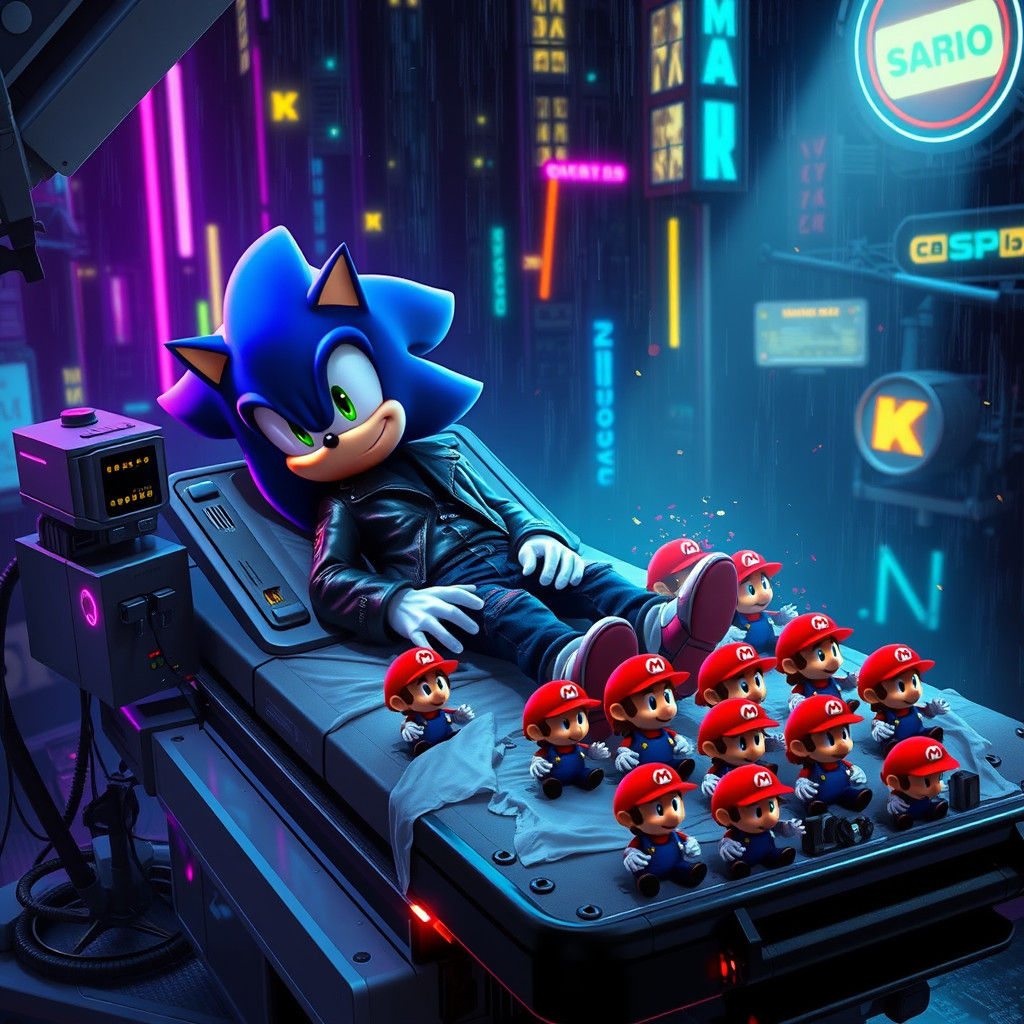 Sonic's Cyberpunk Birth of Miniature Marios