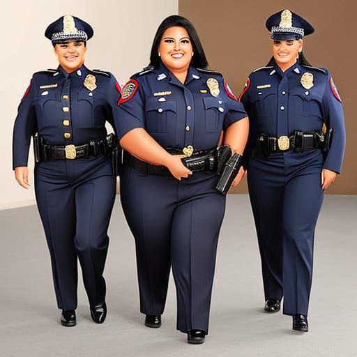 Glamorous Plus-Size Mexican Police Officer in Photo-Realisti...