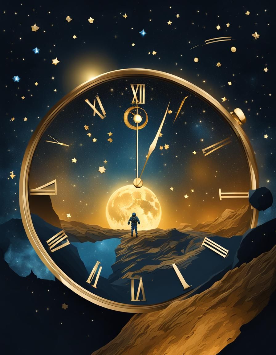 Magical Clock in Space Shows Midnight