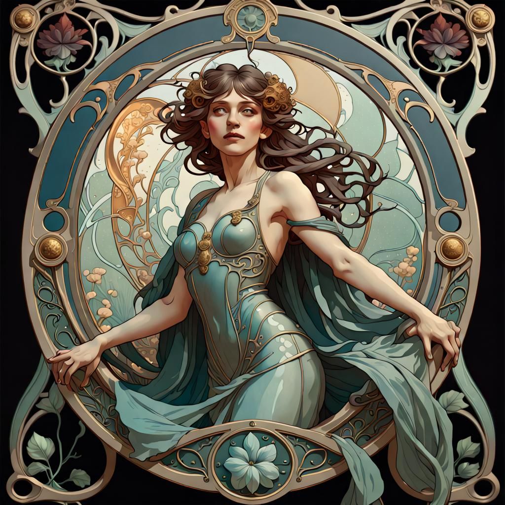 Fantasy Plaque in Art Nouveau Style
