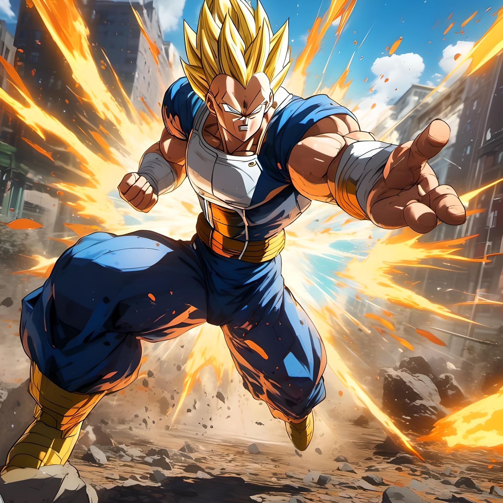 Hyperrealistic Vegeta Super Saiyan Splash Art