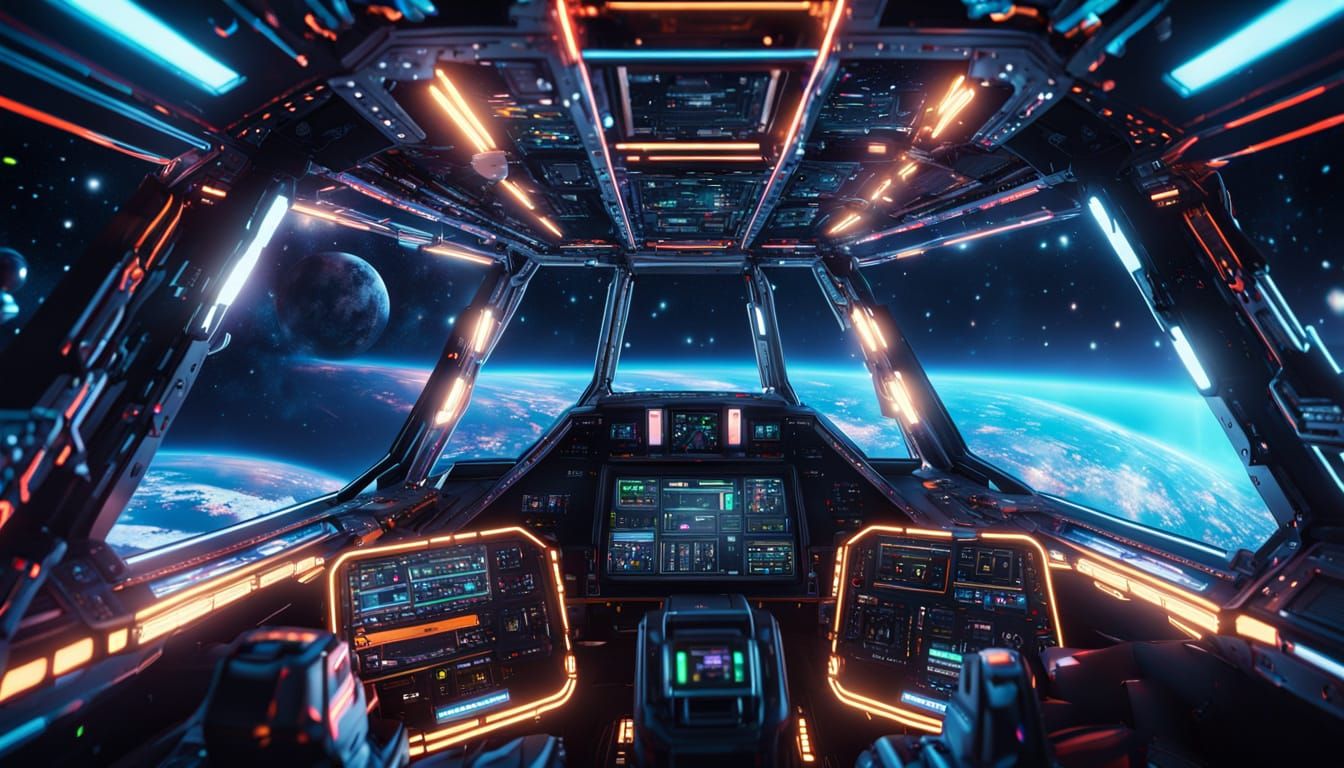 Interdimensional Spaceship Cockpit in Hyper-Realistic Style
