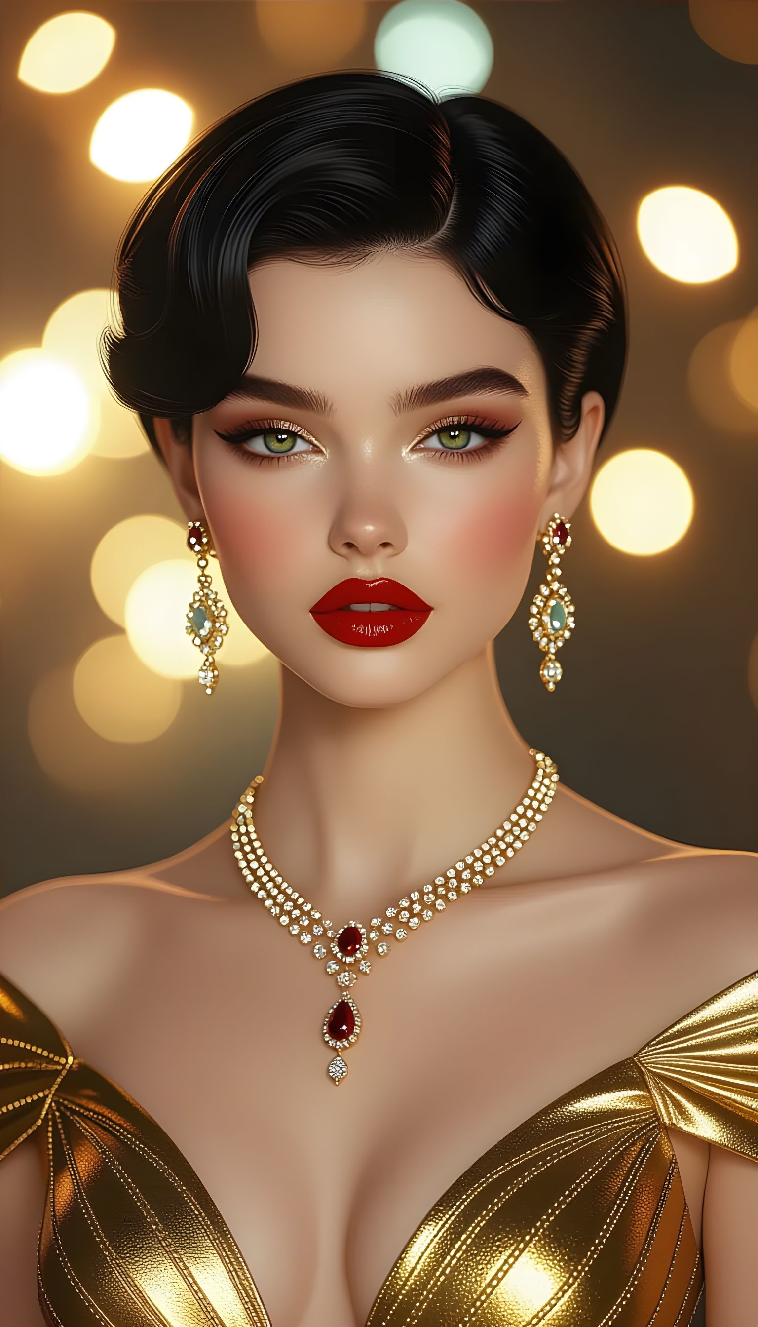 Elegant Woman with Red Lipstick in 8K
