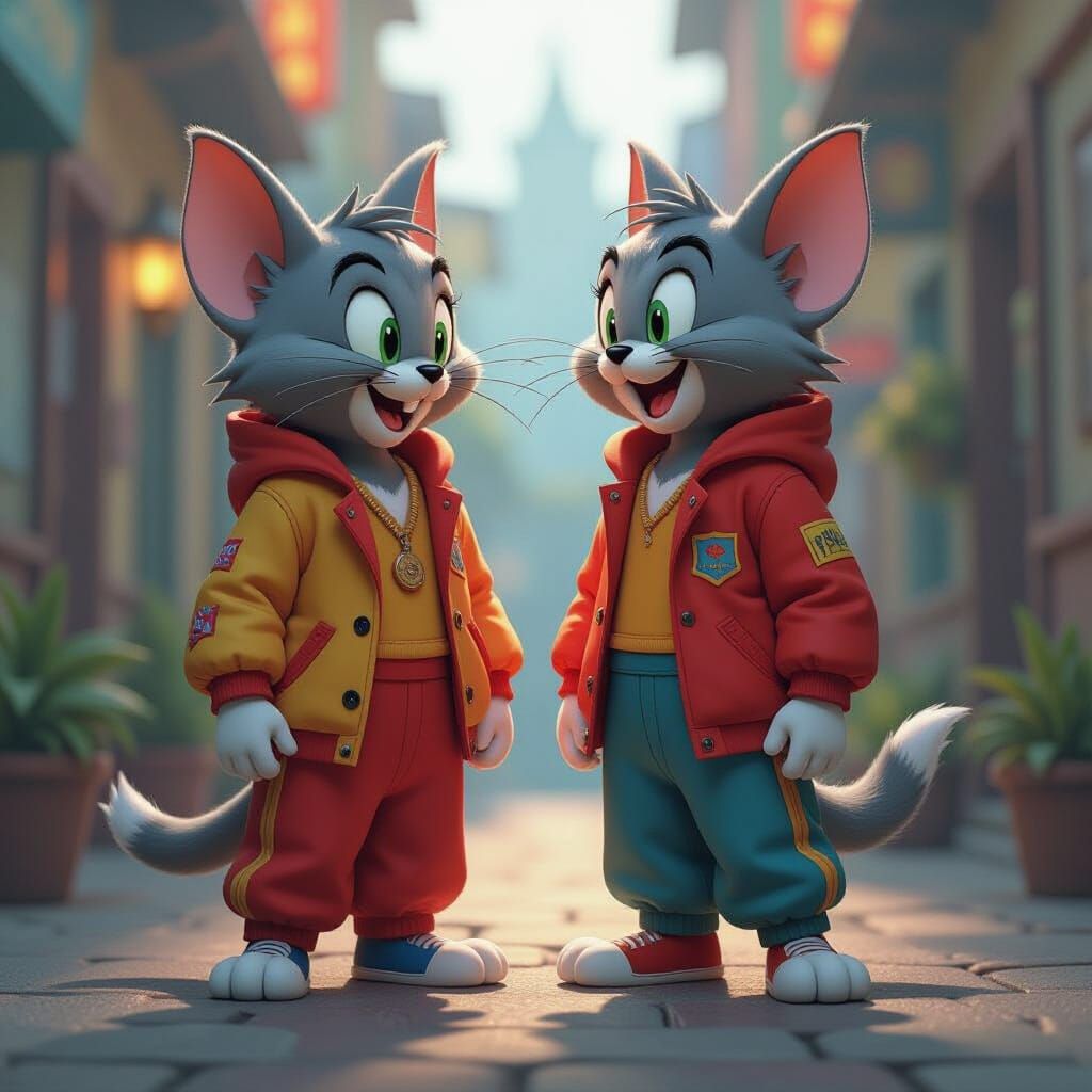 Tom and Jerry in Detailed Concept Art Style