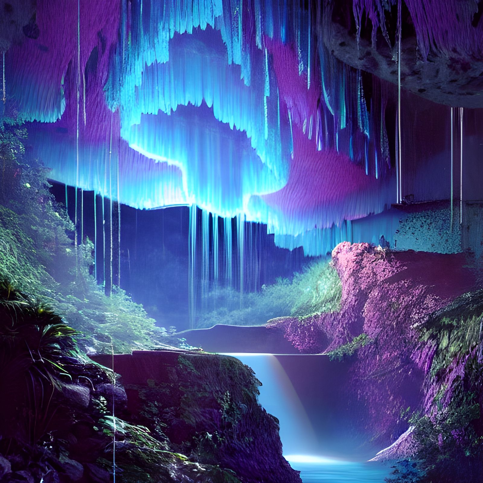 Cosmic Waterfall Flows into Holographic Cenote