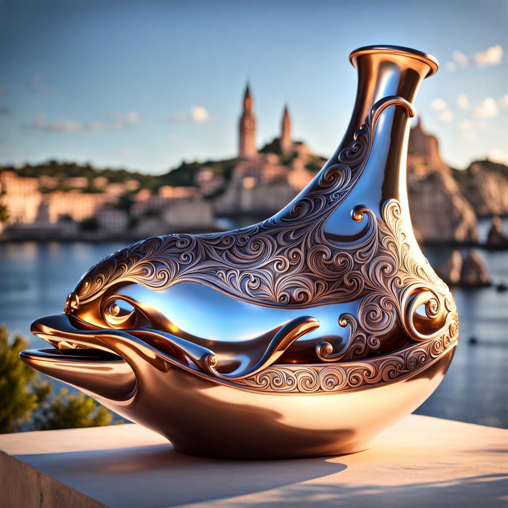dolphin-shaped wine amphora